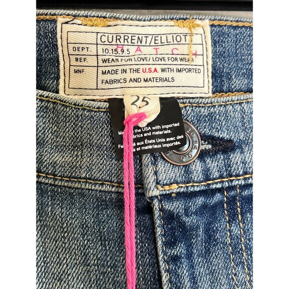 NWT CURRENT ELLIOTT Hatch Maternity Boyfriend Distressed Denim Jeans Size 25 - Picture 9 of 13